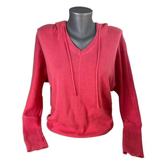 Akini Pink Sweatshirt Hoodie with Thumb Holes Pullover V-Neck Sweater Size Small - Picture 1 of 9